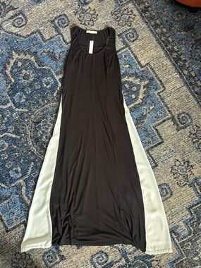 Malloy Racerback Black Maxi Dress with White Sheer Side Panels